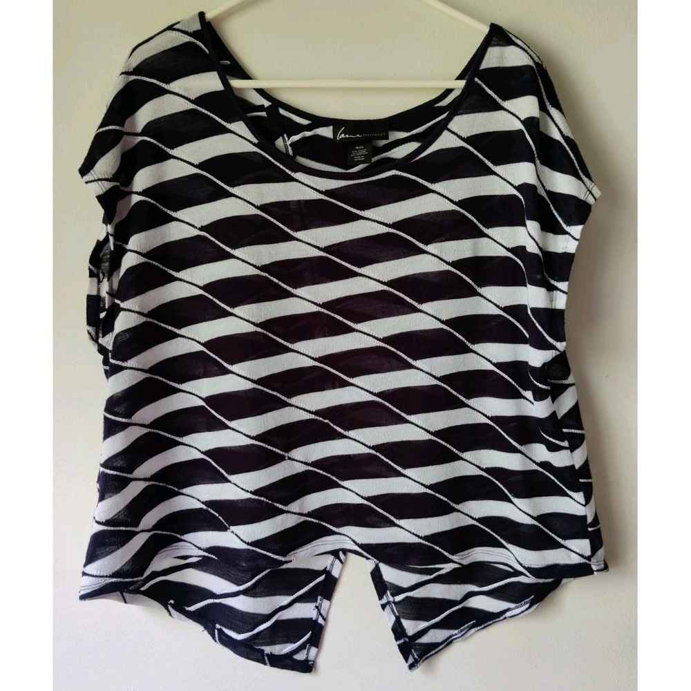 Lane Bryant Women's Pullover Magna‎ Short Sleeve Navy Blue/White Size 18/20